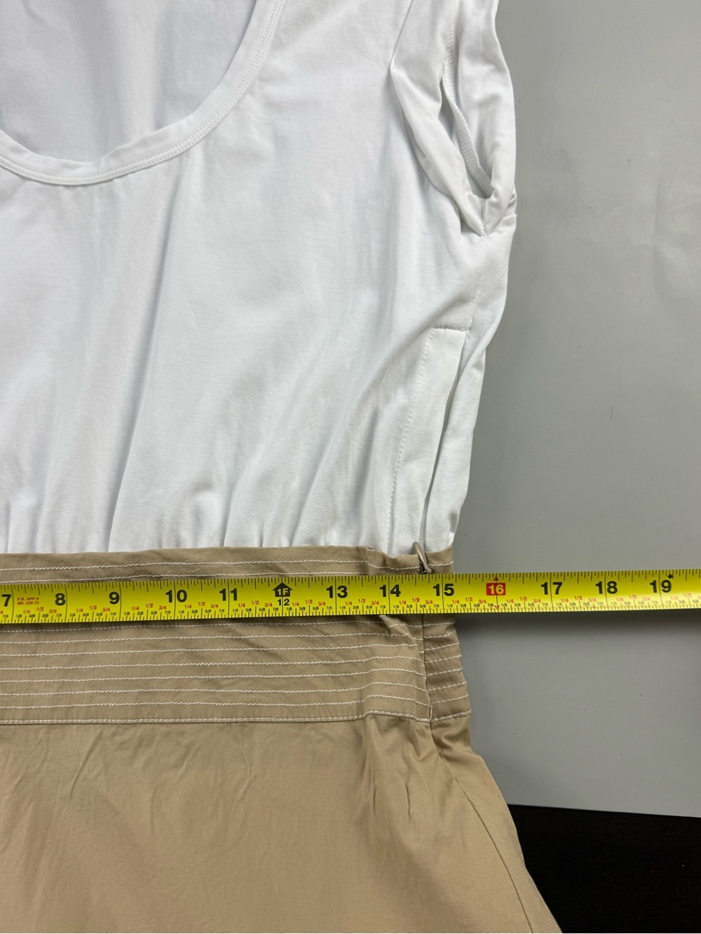 Veronica Beard Amaia Midi Dress Cottagecore Coastal Cowgirl White Khaki M - Picture 11 of 13
